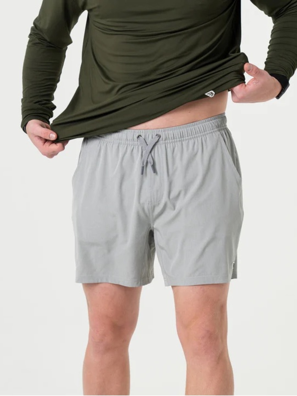 Burlebo Athletic Short - Light Grey - Grey Aztec Liner - Size XL 5.5” Inseam